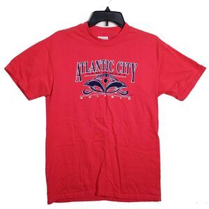 Atlantic City  Tee Shirt Medium Red Short Sleeve New  #006